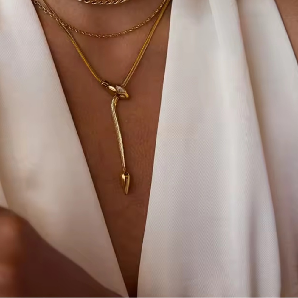 Serpentine Necklace 18K Gold Color Plated Stainless Steel - Picture 5 of 9